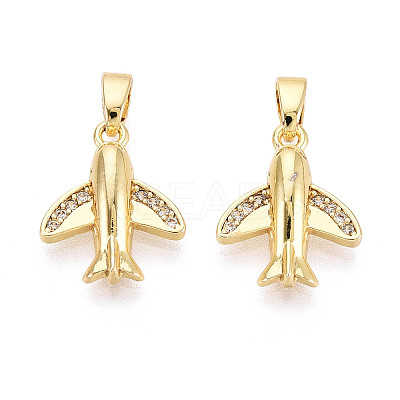 Brass Micro Pave Cubic Zirconia Pendants KK-T073-52G-1