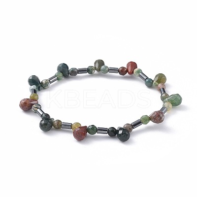 Non-magnetic Synthetic Hematite Beads Stretch Bracelets BJEW-JB04659-01-1