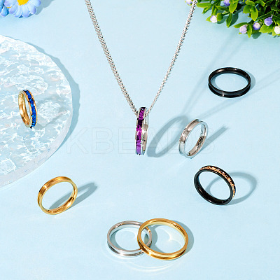 12Pcs 6 Size 201 Stainless Steel Grooved Finger Ring Settings RJEW-TA0001-06EB-1