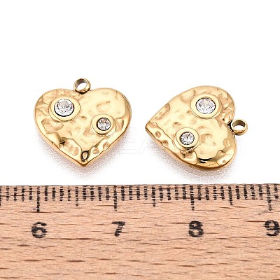 304 Stainless Steel Crystal Rhinestone Heart Charms STAS-T071-18G-1