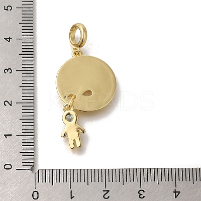 Brass Cubic Zirconia European Dangle Charms KK-R002-23G-01-1