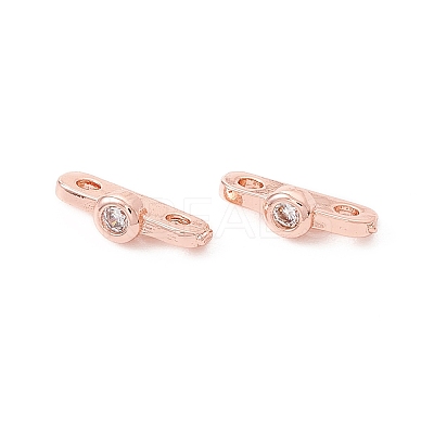 Rack Plating Brass Pave Clear Cubic Zirconia Connector Charms KK-G433-04RG-1