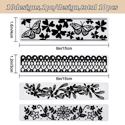 10Pcs 10 Styles Transparent Clear Plastic Embossing Template Folders DIY-GF0005-95-1