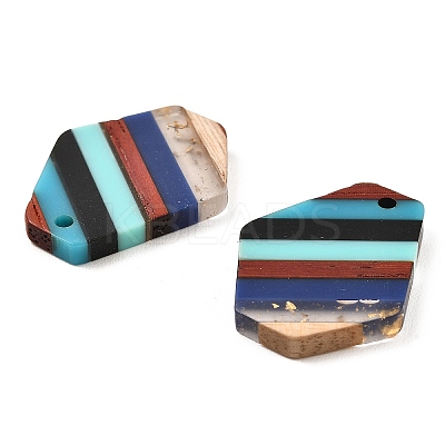 Transparent Resin & Walnut Wood Pendants RESI-E050-11-1