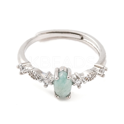 Horse Eye Natural Amazonite Adjustable Rings RJEW-Q817-02P-03-1