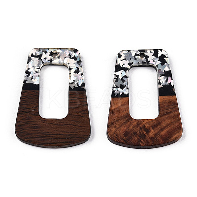 Opaque Resin & Walnut Wood Pendants RESI-N039-65B-1