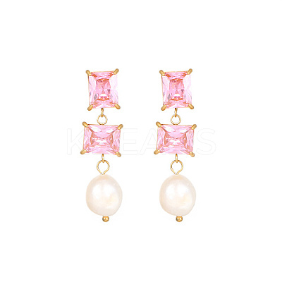 Glass Square Stud Earrings UK2895-4-1
