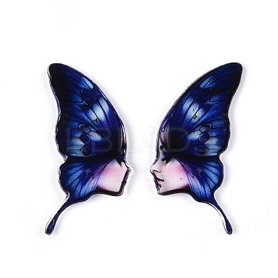 Epoxy Resin Butterfly Wings with Lady Face Cabochons RESI-N045-05C-1