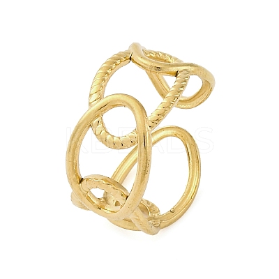 Oval 304 Stainless Steel Open Cuff Ring for Women LS-RJEW-Z083-03G-01-1
