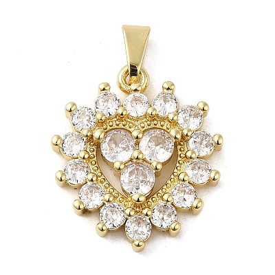 Rack Plating Brass Micro Pave Cubic Zirconia Pendants KK-P241-36G-1