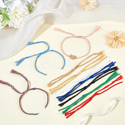 10Pcs 10 Colors Braided Cotton Cord Bracelet Making MAK-UN0001-66-1