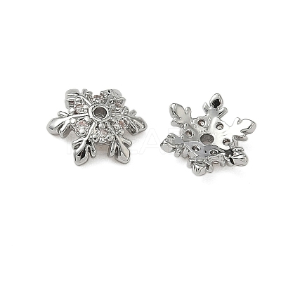 Brass Micro Pave Clear Cubic Zirconia Bead Caps KK-S350-11P-1