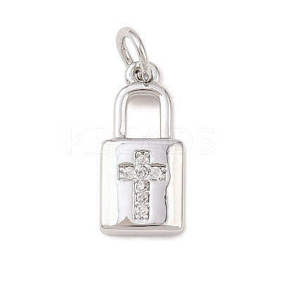 Brass Micro Pave Clear Cubic Zirconia Pendants KK-G544-08P-01-1