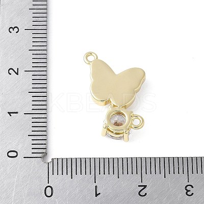 Brass Micro Pave Cubic Zirconia and Glass Connector Charms KK-F892-48G-1