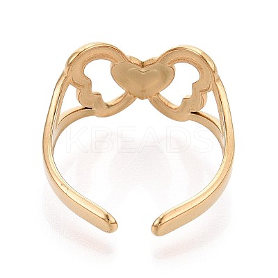Adjustable Ion Plating(IP) 304 Stainless Steel Cuff Rings for Women RJEW-N052-13G-1