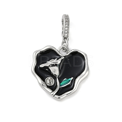 Brass Enamel Micro Pave Cubic Zirconia Pendants KK-U043-11P-02-1