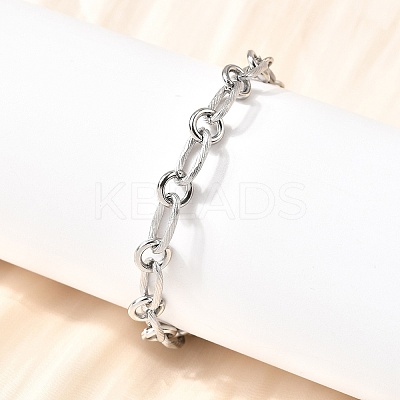 304 Stainless Steel Link Chain Bracelets for Women Men BJEW-A050-01P-1