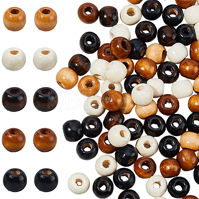 400Pcs 5 Styles Wooden Beads WOOD-DC0001-40-1