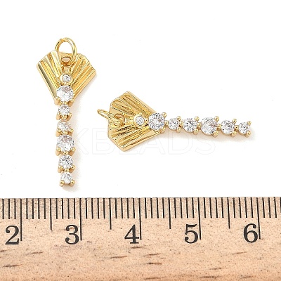 Brass Micro Pave Clear Cubic Zirconia Pendants KK-P342-13G-1