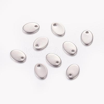 Tarnish Resistant Original Color Flat Oval Stamping Blank Tag Charms 201 Stainless Steel Pendants X-STAS-Q064-1