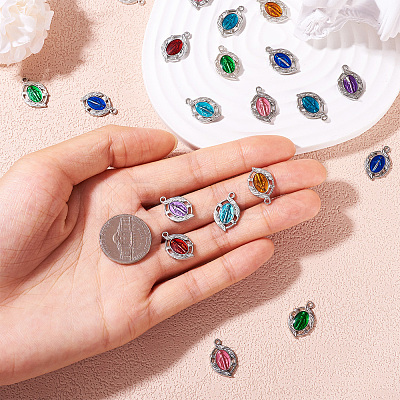 28Pcs 7 Colors  Platinum Plated Alloy Enamel Pendants ENAM-TA0002-30-1