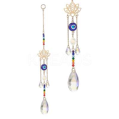 Glass Teardrop Window Hanging Suncatchers HJEW-JM00937-1