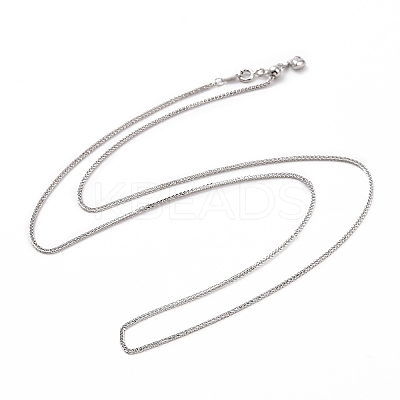 Anti-Tarnish Rhodium Plated 925 Sterling Silver Wheat Chains Necklace for Women STER-I021-02A-P-1