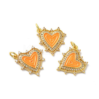 Rack Plating Brass Micro Pave Clear Cubic Zirconia Charms KK-D074-04G-1