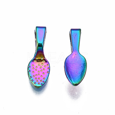 Rainbow Color Alloy Glue-on Flat Pad Bails for Pendant Making PALLOY-N163-097-NR-1