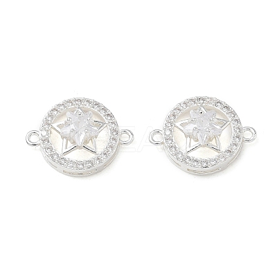 Brass Micro Pave Clear Cubic Zirconia Connector Charms CU-CBA3F77-09S-1