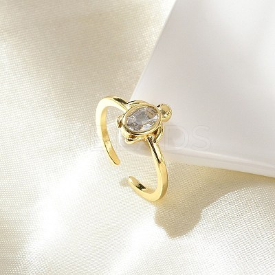 Clear Cubic Zirconia Open Cuff Rings RJEW-A061-03G-1