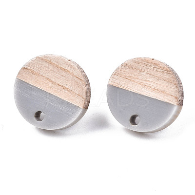 Opaque Resin & Walnut Wood Stud Earring Findings MAK-N032-008A-B04-1