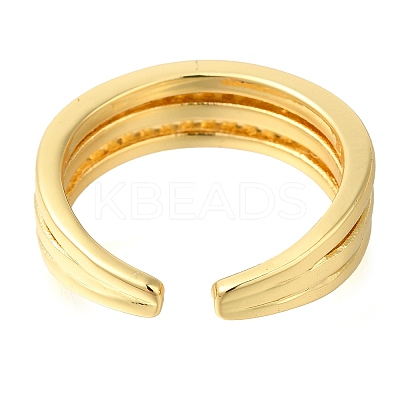 Brass Micro Pave Clear Cubic Zirconia Open Cuff Rings for Women RJEW-M021-04G-1
