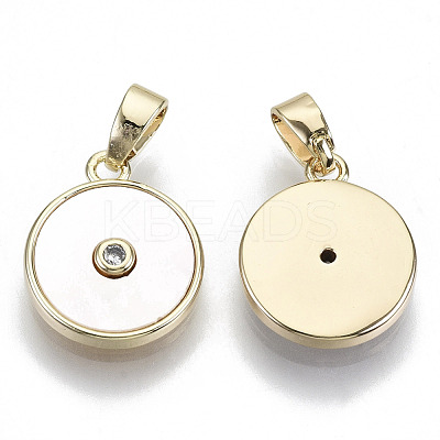 Brass Micro Pave Clear Cubic Zirconia Charms KK-R112-014-NF-1