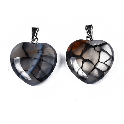 Natural Dragon Veins Agate Pendants G-N0325-14B-1