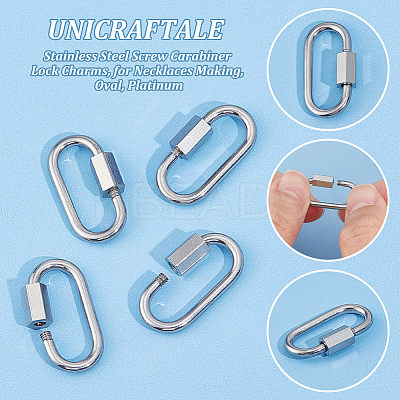 304 Stainless Steel Screw Carabiner Lock Charms STAS-UN0050-89P-1
