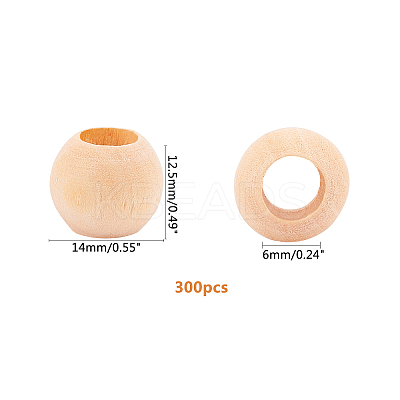 Unfinished Natural Wood European Beads WOOD-PH0009-04D-1