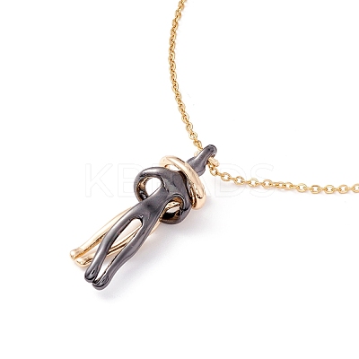 Hugging Human Infinity Love Pendant Necklace for Valentine's Day NJEW-C005-01G-1