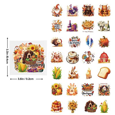 50Pcs Thanksgiving Day Cartoon PET Self-Adhesive Picture Stickers STIC-C010-23-1