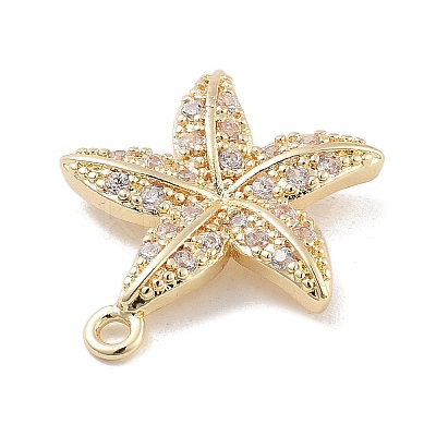 Brass Pave Clear Cubic Zirconia Pendants X-KK-Z061-09G-01-1