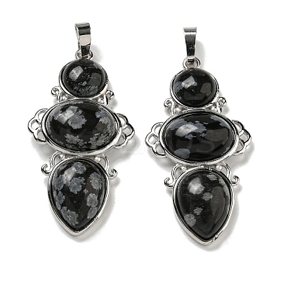 Natural Snowflake Obsidian Pendants G-Q158-04C-1