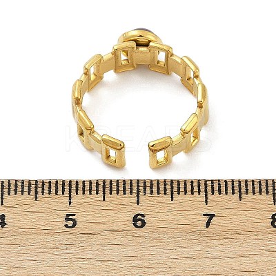 316 Stainless Steel with Natural Mixed Gemstone Cuff Rings RJEW-Z098-01G-12-1