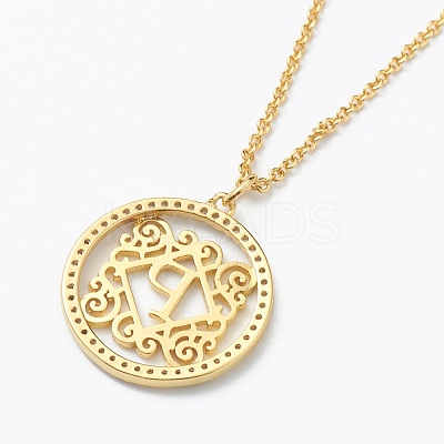 Brass Micro Pave Clear Cubic Zirconia Pendant Necklaces NJEW-J059-01P-1