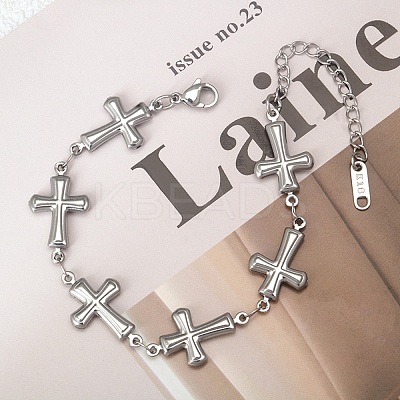 304 Stainless Steel Link Bracelets for Women BJEW-Q041-01B-P-1