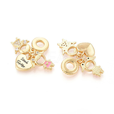 Brass Micro Pave Cubic Zirconia European Dangle Charms KK-N271-16G-1