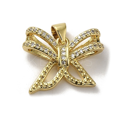 Rack Plating Brass Micro Pave Clear Cubic Zirconia Pendants KK-R158-06G-1