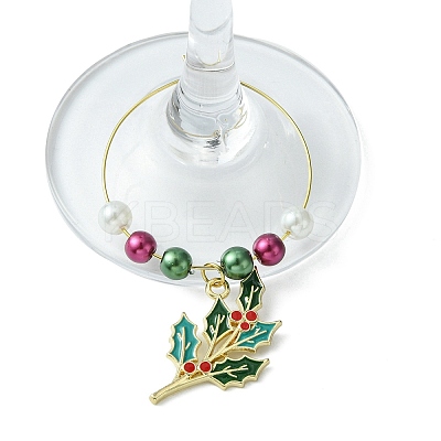 Christmas Theme Plastic Beaded 316 Surgical Stainless Steel Wine Glass Charms AJEW-JO00192-1