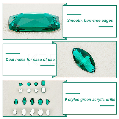 140Pcs 9 Style Teardrop/Octagon/Oval Sew on Rhinestone ACRT-PH0001-14B-1