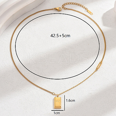 Elegant 201 Stainless Steel Rectangle Necklace for Women YB0596-1