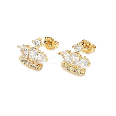 Brass Micro Pave Cubic Zirconia Stud Earrings EJEW-D323-05G-1
